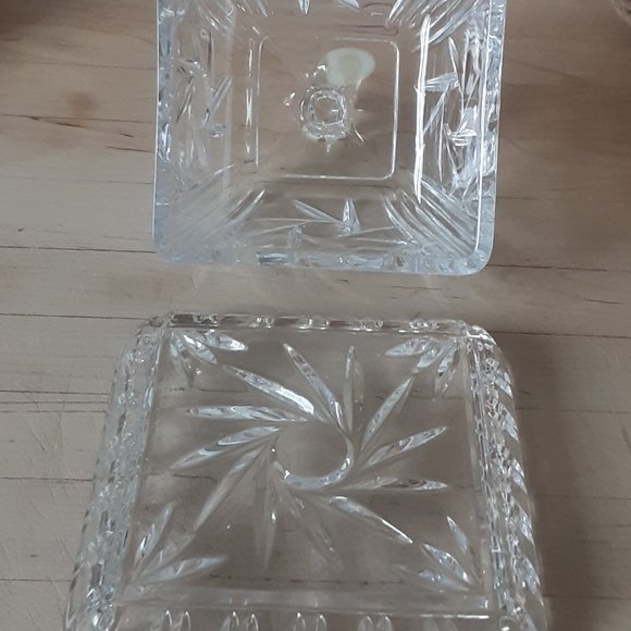 Vtg. Lead Crystal Cut Glass "Star Of David" Square Butter Dish. Made In Germany - Picture 4 of 5